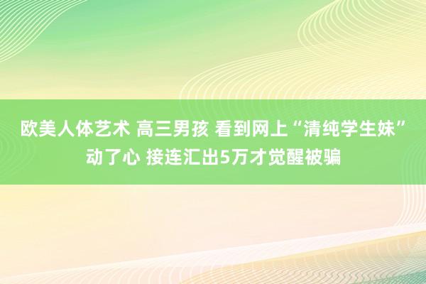 欧美人体艺术 高三男孩 看到网上“清纯学生妹”动了心 接连汇出5万才觉醒被骗