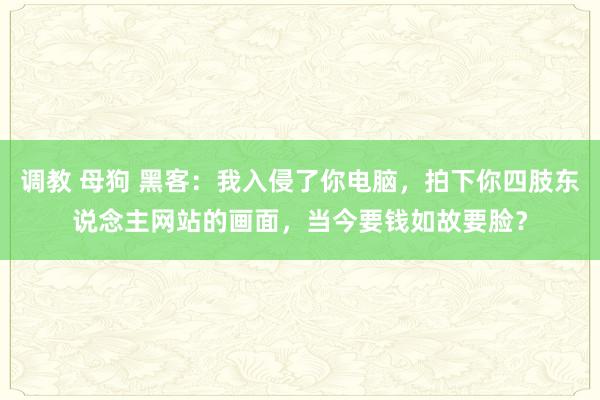 调教 母狗 黑客：我入侵了你电脑，拍下你四肢东说念主网站的画面，当今要钱如故要脸？